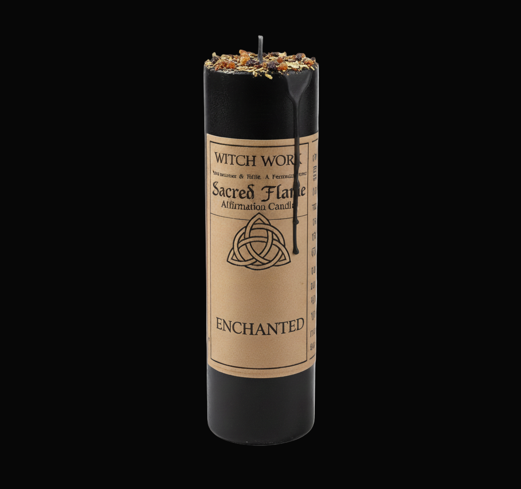 Black Enchanted Candle with Herbal Resin