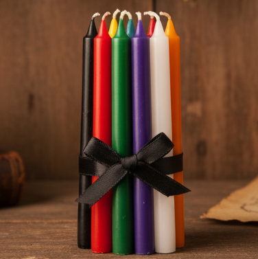 Candle bundle with vintage apothecary background