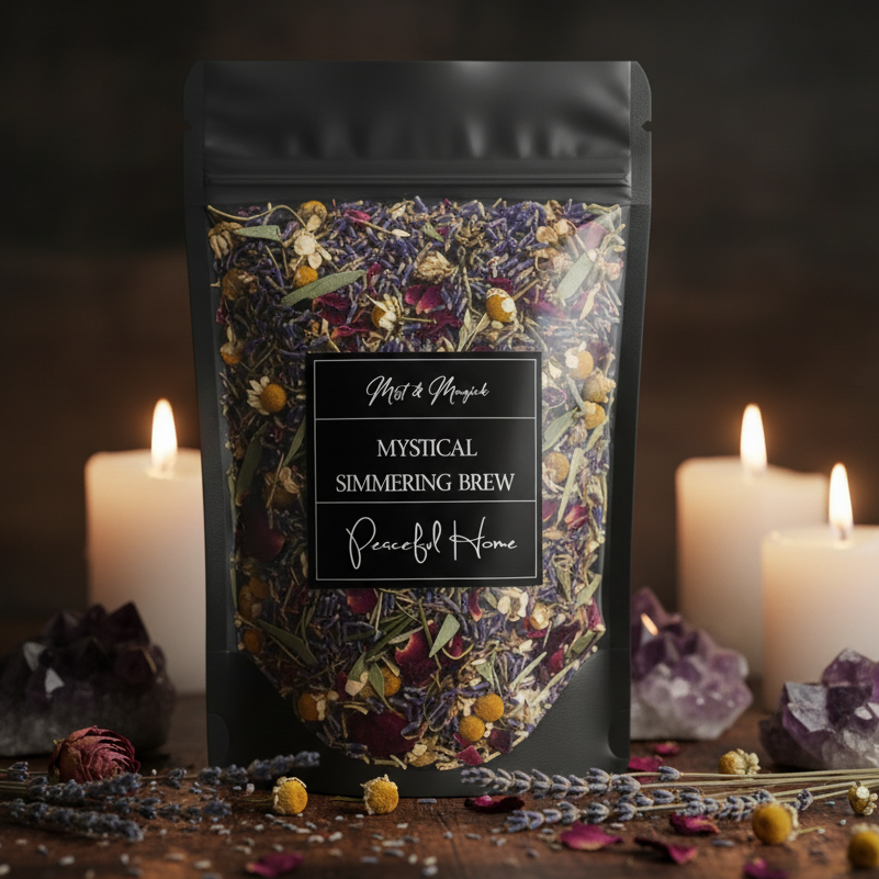 Candlelit scene with amethyst and lavender