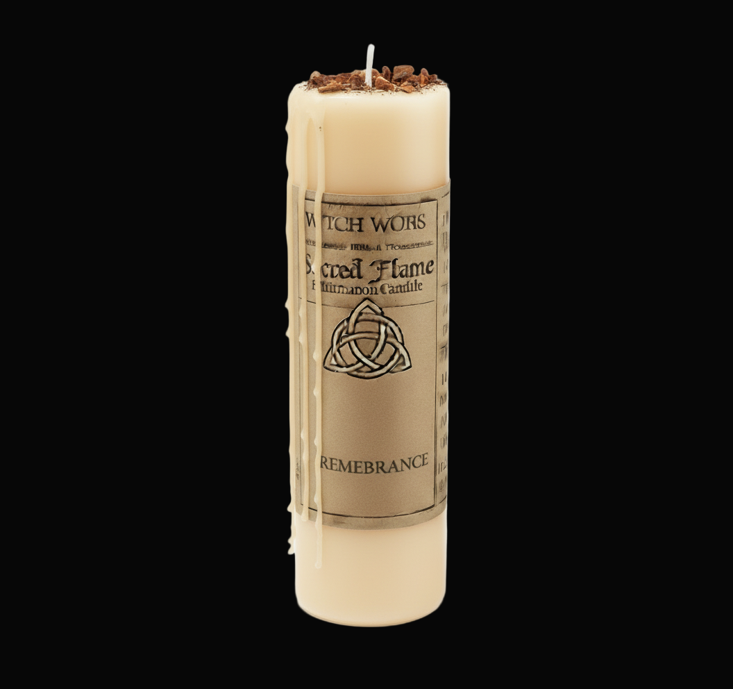 Cream Remembrance Candle with Repositioned Thin Drips