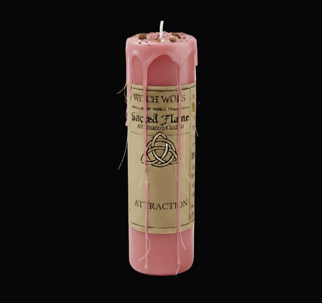 Dusty Rose Pink Attraction Candle with Repositioned Thin Drips