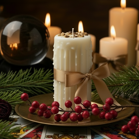 Elegant Witchy Scene with Pine & Berries 2