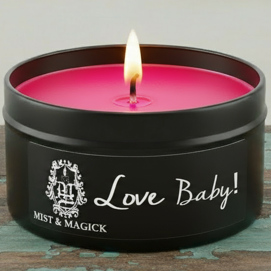 Love Baby candle with hot pink wax