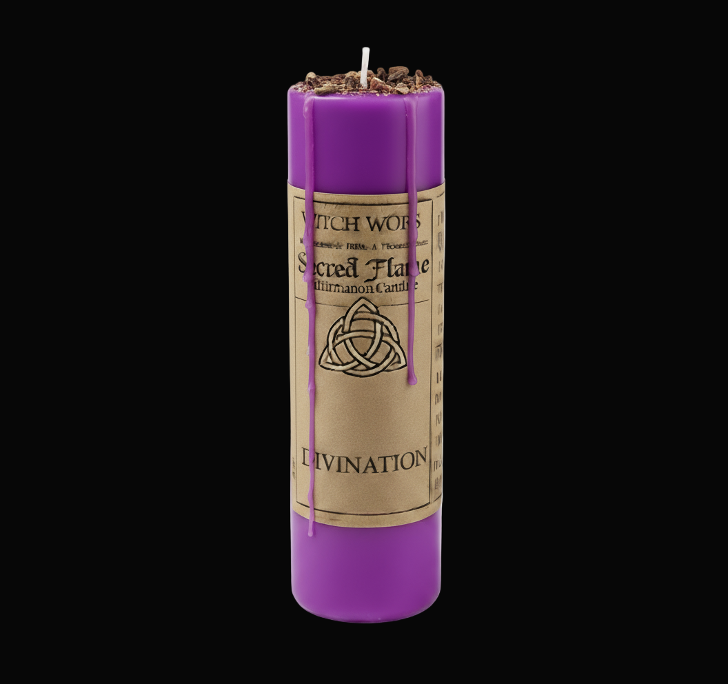 Medium Purple Divination Candle with Fewer Thinner Drips