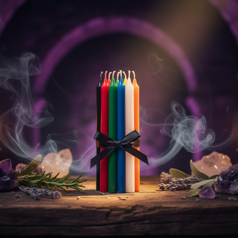 Mini chime candle bundle with mystical background