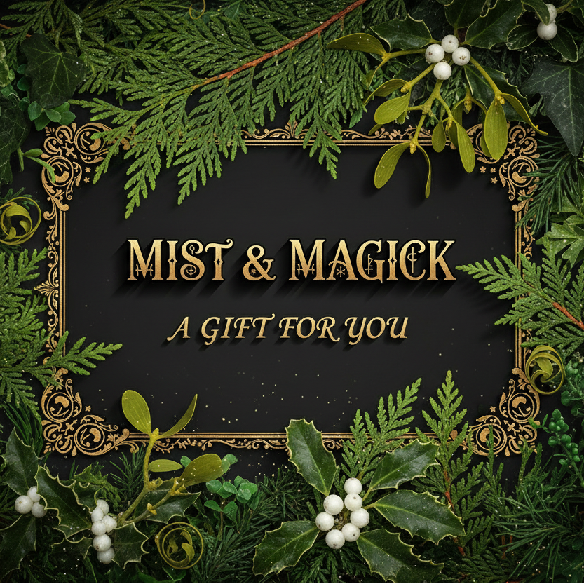 MIST & MAGICK gift card with cedar and mistletoe