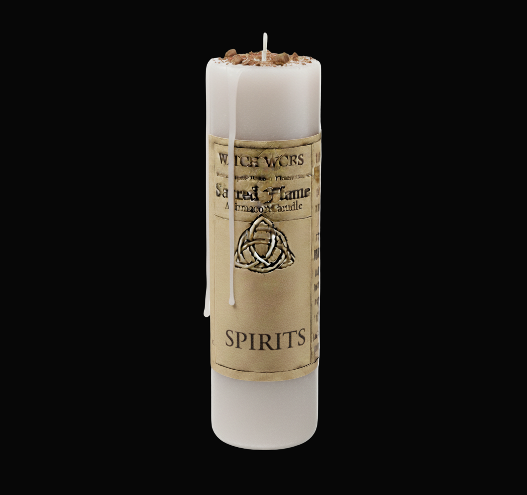 Pale Gray Spirits Candle with Clearer Label