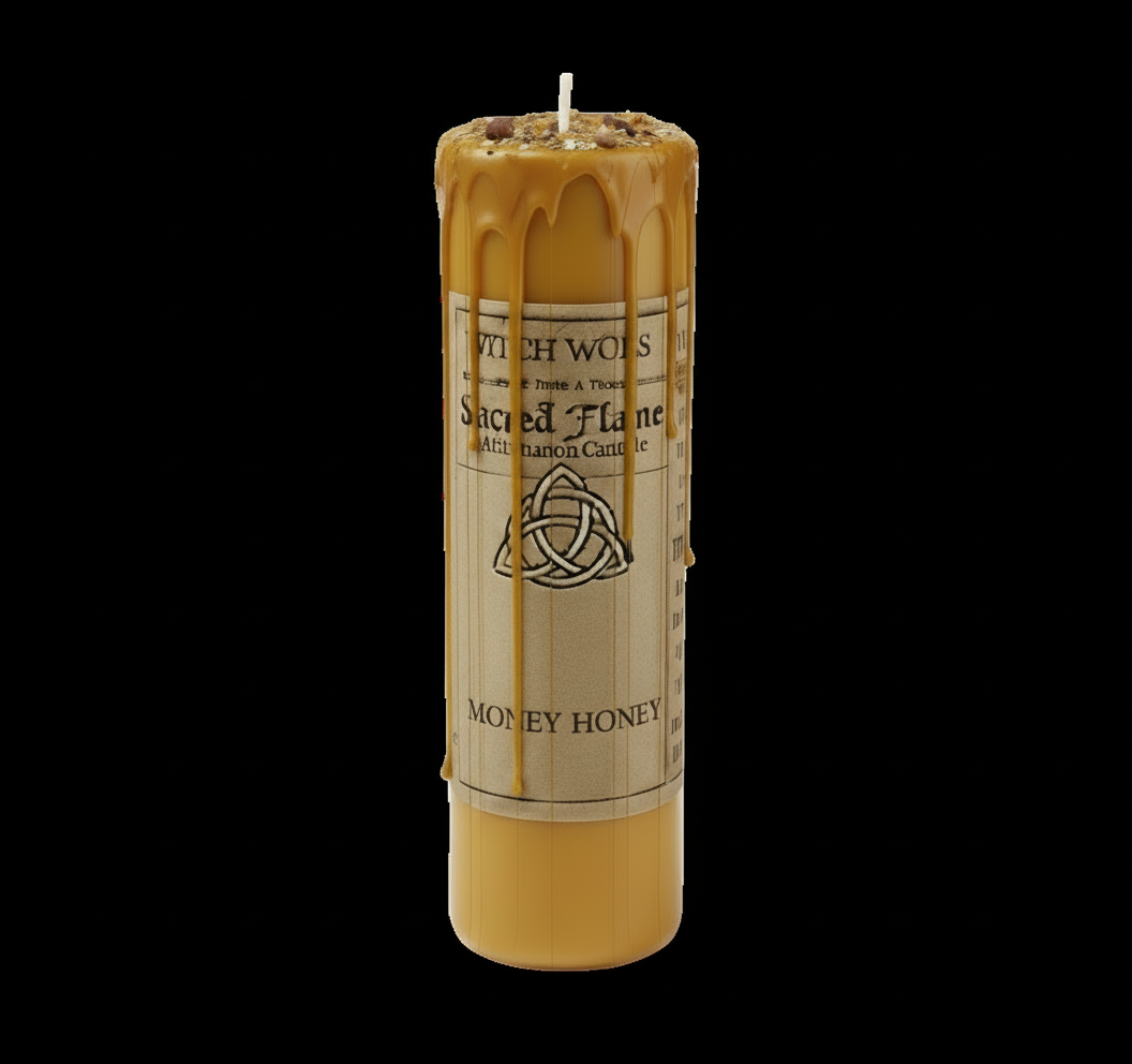 Rusty Yellow Money Honey Candle with Repositioned Thin Drips